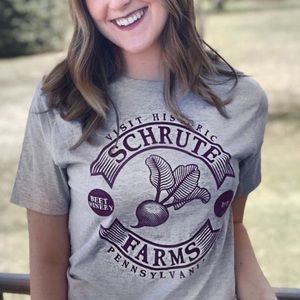 Ripple Junction The Office Gray Dark Purple Schrute Farms Cotton Blend T-Shirt S